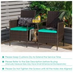 Tangkula Patio Loveseat 2 Person Cushioned Seats With Center Table Outdoor Rattan Furniture Set Turquoise/ Red 12 Tangkula Patio Loveseat 2 Person Cushioned Seats With Center Table Outdoor Rattan Furniture Set Turquoise/ Red -Crosley Sales Store GUEST 31716061 d31f 4f64 85d1 64d29ee81d01