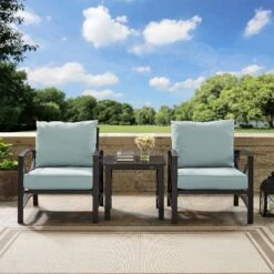 3pc Kaplan Outdoor Seating Set With 2 Chairs & Side Table - Mist - Crosley -Crosley Sales Store GUEST 31c69ecb 0290 41af a26a 5268e201f153