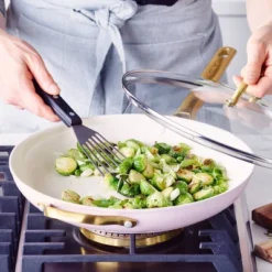 GreenPan Reserve 12" Frypan With Helper Handle & Lid Blush -Crosley Sales Store GUEST 323430c2 b1d7 4060 8a8e 0db8e1e7d4d9