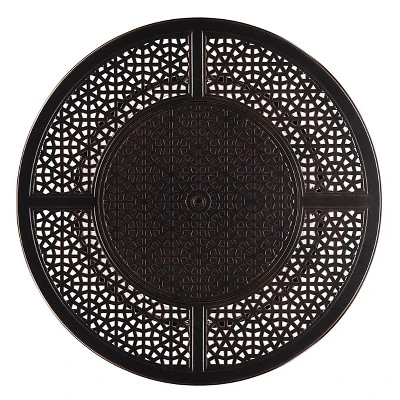 5pc Set With 44" Round Outdoor Aluminum Fire Pit Table & Four Swivel Rocking Chairs & Wind Blocker Lid - Oakland Living 3 5pc Set With 44" Round Outdoor Aluminum Fire Pit Table & Four Swivel Rocking Chairs & Wind Blocker Lid - Oakland Living - Image 3