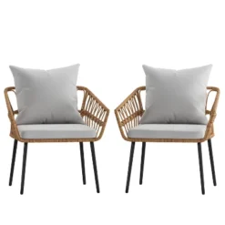 Flash Furniture Evin Set Of 2 Boho Indoor/Outdoor Rope Rattan Wicker Patio Chairs With All-Weather Cushions 21 Flash Furniture Evin Set Of 2 Boho Indoor/Outdoor Rope Rattan Wicker Patio Chairs With All-Weather Cushions -Crosley Sales Store GUEST 33a4c094 dfa2 4de7 bfe5 8172d4929af2