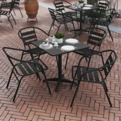 Flash Furniture Lila 27.5'' Square Aluminum Indoor-Outdoor Table Set With 4 Slat Back Chairs -Crosley Sales Store GUEST 36ac4170 7210 4312 82c7 f23ee224f875
