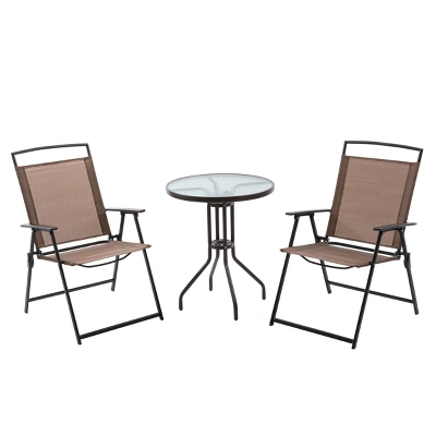 3pc Outdoor Dining Furniture Patio Bistro Set With 2 Folding Chairs & Round Table -Crestlive Products 10 3pc Outdoor Dining Furniture Patio Bistro Set With 2 Folding Chairs & Round Table -Crestlive Products - Image 10