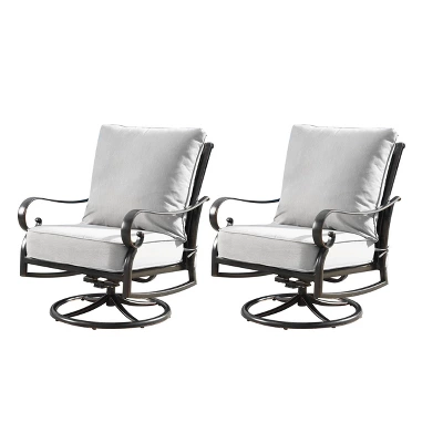 5pc Set With 44" Outdoor Aluminum Round Fire Table & 4 Deep Seating Swivel Rocking Chairs & Wind Blocker Lid - Oakland Living 10 5pc Set With 44" Outdoor Aluminum Round Fire Table & 4 Deep Seating Swivel Rocking Chairs & Wind Blocker Lid - Oakland Living - Image 10