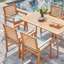 Waimea 7pc Honey Slatted Eucalyptus Wood Patio Dining Set With Cushions - Vifah 7 Waimea 7pc Honey Slatted Eucalyptus Wood Patio Dining Set With Cushions - Vifah -Crosley Sales Store GUEST 378c9621 1e22 48da 82fb fcff5296fcb2