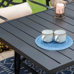 7pc Outdoor Dining Set With Chairs With Cushions & Large Metal Table With Umbrella Hole - Captiva Designs -Crosley Sales Store GUEST 385d6ed6 0e75 431a b9e8 8f0d1e212ad2