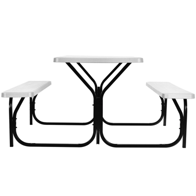 Costway Picnic Table Bench Set Outdoor Backyard Patio Garden Party Dining All Weather White 2 Costway Picnic Table Bench Set Outdoor Backyard Patio Garden Party Dining All Weather White - Image 2