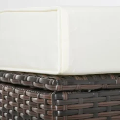 Outsunny 2 Pc 20" Outdoor PE Rattan Wicker Ottoman, Fade-Resistant Patio Footrest With Soft Cushion, Steel Frame, Brown, White -Crosley Sales Store GUEST 38fafbac ebb7 41dd 9d2d 7aacd5b4d89e