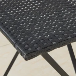 Folding Patio Bistro Set ? 3-Piece Rattan And Steel Caf� Table And Chairs For Porch Deck Garden Or Balcony Furniture By Lavish Home (Black) -Crosley Sales Store GUEST 397ea968 5fec 4ef3 9022 4d1714de8f0e