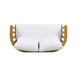 Solano Outdoor Wooden Loveseat With Cushions - White/Teak - Christopher Knight Home -Crosley Sales Store GUEST 39d1fde2 d384 4f2e bc05 9b89b0680275 1