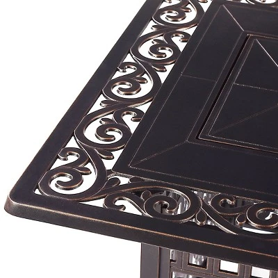 5pc Set With 48" Rectangular Outdoor Aluminum Fire Table & Four Swivel Rocking Chairs & Wind Blocker Lid - Oakland Living 7 5pc Set With 48" Rectangular Outdoor Aluminum Fire Table & Four Swivel Rocking Chairs & Wind Blocker Lid - Oakland Living - Image 7