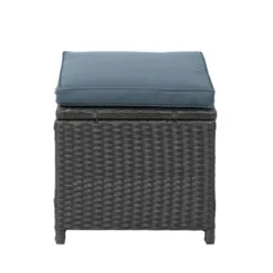 6pc Wicker Patio Conversation Set With Glass Table Ottomans & Cushions - Black/Dark Gray - GODEER -Crosley Sales Store GUEST 3b47085d 0b70 4398 8612 01ba9bb430c2