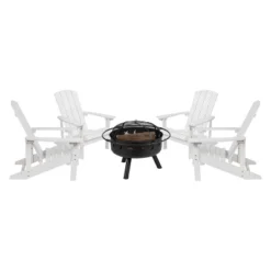 Merrick Lane Ayala 5 Piece Outdoor Leisure Set With Set Of 4 Poly Resin Adirondack Chairs And Star And Moon Iron Fire Pit -Crosley Sales Store GUEST 3b8b9c48 3d62 45b3 87c9 4a9f523e26e5 1