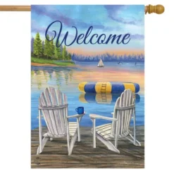 Briarwood Lane Waterfront Retreat Nautical House Flag Summer Welcome Adirondack Chairs 28"x40"