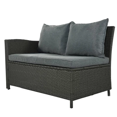 6pc Outdoor Set With Loveseats, Sofa, Chair, Bench & Coffee Table - Gray - GODEER 12 6pc Outdoor Set With Loveseats, Sofa, Chair, Bench & Coffee Table - Gray - GODEER - Image 12