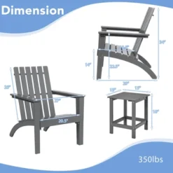Costway 3PCS Patio Adirondack Chair Side Table Set Solid Wood Garden Deck Grey -Crosley Sales Store GUEST 4025850a 7f80 4024 9977 9668e1219919