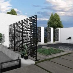 NewTown Decorative Privacy Screen Outdoor Divider With Stand, Featuring Precise Laser Cut,Metal Material-The Pop Home -Crosley Sales Store GUEST 402b4483 6f67 467d 85ee 95725215c813