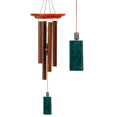 Woodstock Wind Chimes Signature Collection, Woodstock Green Jasper Chime, 19'' Bronze Wind Chime WGBR 2 Woodstock Wind Chimes Signature Collection, Woodstock Green Jasper Chime, 19'' Bronze Wind Chime WGBR - Image 2