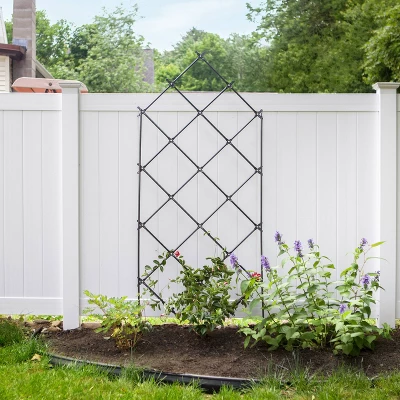 Achla Designs 95" Traditional Freestanding Lattice Iron Garden Trellis Graphite Powder Coat Finish 7 Achla Designs 95" Traditional Freestanding Lattice Iron Garden Trellis Graphite Powder Coat Finish - Image 7