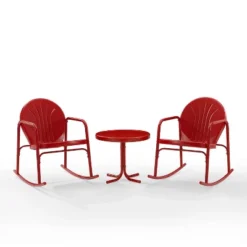 Griffith 3pc Outdoor Rocking Chair Set - Red - Crosley
