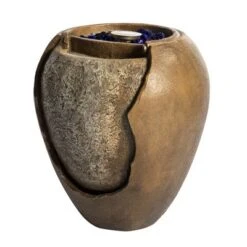 Teamson Home Outdoor 22 Inch Water Fountain Pot With Fire Pit And Fire Glass, Brown -Crosley Sales Store GUEST 41a354d2 fe89 4e22 9ab1 5f855a57d52a