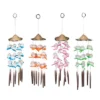 Beachcombers Cornball Shell Wind Chime Coconut Top And Burnt Tropical Flower Design Bamboo Pieces Coastal Decor Decorations 3 X 13 X 3 Inches.
