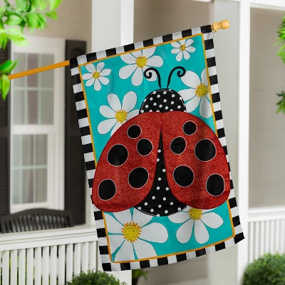 Evergreen Ladybug With Daisies Applique House Flag 28 X 44 Inches Outdoor Decor For Homes And Gardens 4 Evergreen Ladybug With Daisies Applique House Flag 28 X 44 Inches Outdoor Decor For Homes And Gardens - Image 4