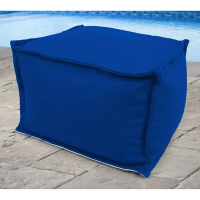 Outdoor Bean Filled Pouf/Ottoman In Sunbrella Canvas Pacific Blue - Jordan Manufacturing 2 Outdoor Bean Filled Pouf/Ottoman In Sunbrella Canvas Pacific Blue - Jordan Manufacturing - Image 2