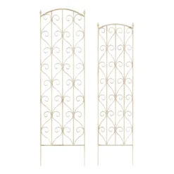 Set Of 2 Garden Trellises - For Climbing And Potted Plants - Decorative Scroll Metal Panels With 7.75-Inch Stakes By Pure Garden (White) -Crosley Sales Store GUEST 42bb7d47 0524 4718 a262 834a9ee12e20