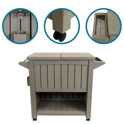Sunnydaze Decor Sunnydaze Rolling Patio Serving Cart With Prep Table, Cooler And Storage 7 Sunnydaze Decor Sunnydaze Rolling Patio Serving Cart With Prep Table, Cooler And Storage - Image 7