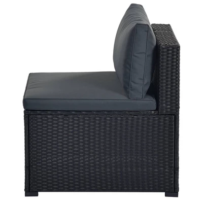 6pc Wicker Patio Conversation Set With Cushions - Black/Gray - GODEER 20 6pc Wicker Patio Conversation Set With Cushions - Black/Gray - GODEER - Image 20