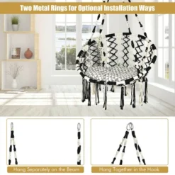 Costway Hanging Hammock Chair With Cushion Macrame Swing Cotton Rope Indoor Outdoor -Crosley Sales Store GUEST 438b28f8 362a 424b 8f67 3da8283b781c