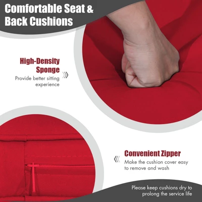 Tangkula Outdoor Porch Swing Bench, Patio Wicker Hanging Swing With Rustproof Chains & Comfortable Cushions Off White/Turquoise/Red/Black 9 Tangkula Outdoor Porch Swing Bench, Patio Wicker Hanging Swing With Rustproof Chains & Comfortable Cushions Off White/Turquoise/Red/Black - Image 9