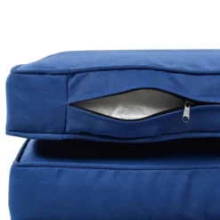 4pc Outdoor Wicker Rectangle Daybed With Canopy & Cushions - Blue - GODEER -Crosley Sales Store GUEST 442f9157 e347 43de 8b00 cf45ec9ef9a4