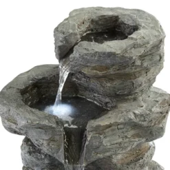 John Timberland Zen Outdoor Floor Water Fountain With Light LED 22" High 4 Tiered Cascading Rock For Yard Garden Patio Deck Home -Crosley Sales Store GUEST 44343faa 1438 42a3 966f b1b5880a664d