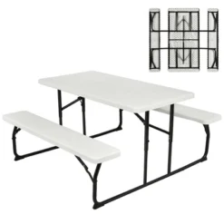 Costway Folding Picnic Table & Bench Set For Camping BBQ W/ Steel Frame White/Balck 22 Costway Folding Picnic Table & Bench Set For Camping BBQ W/ Steel Frame White/Balck -Crosley Sales Store GUEST 4436ca84 2804 4525 8a20 cfe70ffe80b7