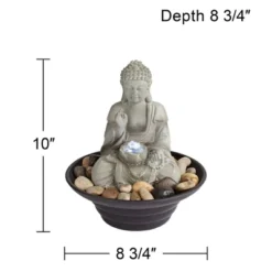 John Timberland Zen Buddha Indoor Tabletop Water Fountain With Light LED 10" High Sitting For Table Desk Office Relaxation -Crosley Sales Store GUEST 4437b17f d1c1 44a3 a63a 0e3492b9f939