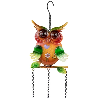 Northlight 10" Green Metal Owl Outdoor Garden Windchime 1 Northlight 10" Green Metal Owl Outdoor Garden Windchime