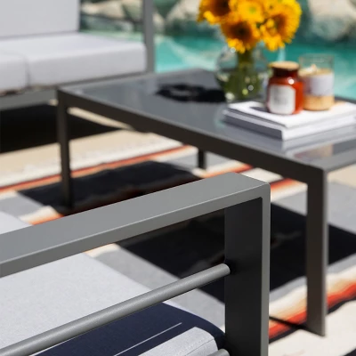 3-Seat Outdoor Patio Sofa Couch Chair Patio Aluminum 5" Thick Cushions (Grey) 3 3-Seat Outdoor Patio Sofa Couch Chair Patio Aluminum 5" Thick Cushions (Grey) - Image 3