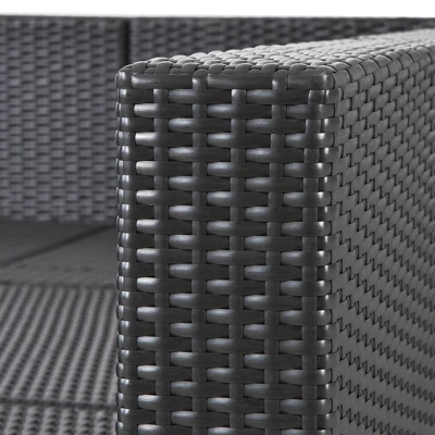 5pc Wicker Patio Sectional Seating Set With Cushions - Espresso/Blue - GODEER 5 5pc Wicker Patio Sectional Seating Set With Cushions - Espresso/Blue - GODEER - Image 5