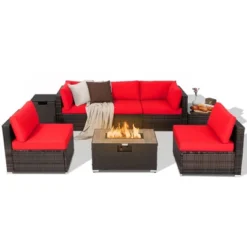 Costway 8PCS Patio Rattan Furniture Set Fire Pit Table Tank Holder Cover Deck Off White/Black/Navy/Red/Turquoise 25 Costway 8PCS Patio Rattan Furniture Set Fire Pit Table Tank Holder Cover Deck Off White/Black/Navy/Red/Turquoise -Crosley Sales Store GUEST 469d391d 0e8f 4abb 913f bdf05278ae6a