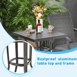 Costway 3PCS Patio Rattan Bar Table Stools Set Aluminum 360° Swivel Chairs With Padded Seat 15 Costway 3PCS Patio Rattan Bar Table Stools Set Aluminum 360° Swivel Chairs With Padded Seat -Crosley Sales Store GUEST 46ba7f14 0717 4649 b376 2b0a3ef22264