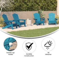 Emma And Oliver Set Of 4 Adirondack Chairs With Cup Holders, Weather Resistant HDPE Adirondack Chairs -Crosley Sales Store GUEST 46c86a7c bd5b 4497 b893 5298ac245c62