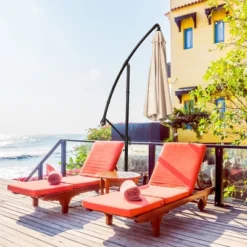 Costway 10FT Patio Offset Hanging Umbrella Easy Tilt Adjustment 8 Ribs Backyard BurgundyBeigeTanBlue