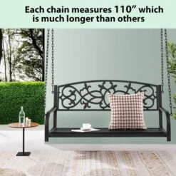 Costway 2-Person Metal Outdoor Porch Swing Hanging Patio Bench 485 Lbs Capacity BlackBrown 14 Costway 2-Person Metal Outdoor Porch Swing Hanging Patio Bench 485 Lbs Capacity BlackBrown -Crosley Sales Store GUEST 47b317e2 5956 4cbd a922 bccc460cbd66