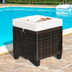 Costway 2PCS Patio Rattan Ottoman Cushioned Seat Beige -Crosley Sales Store GUEST 47d5d1ec a0aa 454e 850c 41c264f7ecdf