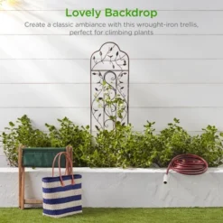 Best Choice Products 60x15in Iron Arched Garden Trellis Fence Panel W/ Branches, Birds For Climbing Plants - Bronze -Crosley Sales Store GUEST 4993ddd5 2b08 4816 92a8 16e46cd7956f