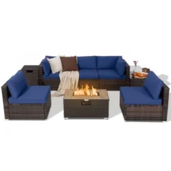 Costway 8PCS Patio Rattan Furniture Set Fire Pit Table Tank Holder Cover Deck Off White/Black/Navy/Red/Turquoise 24 Costway 8PCS Patio Rattan Furniture Set Fire Pit Table Tank Holder Cover Deck Off White/Black/Navy/Red/Turquoise -Crosley Sales Store GUEST 49b88d23 d9e0 465a 9fc1 007877eb6298