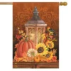Fall Lantern Primitive House Flag Pumpkins Sunflowers 28" X 40" Briarwood Lane