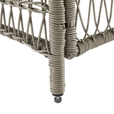 3pc Thatcher Outdoor Steel Chair & Ottoman Set Creme/Driftwood - Crosley 13 3pc Thatcher Outdoor Steel Chair & Ottoman Set Creme/Driftwood - Crosley - Image 13